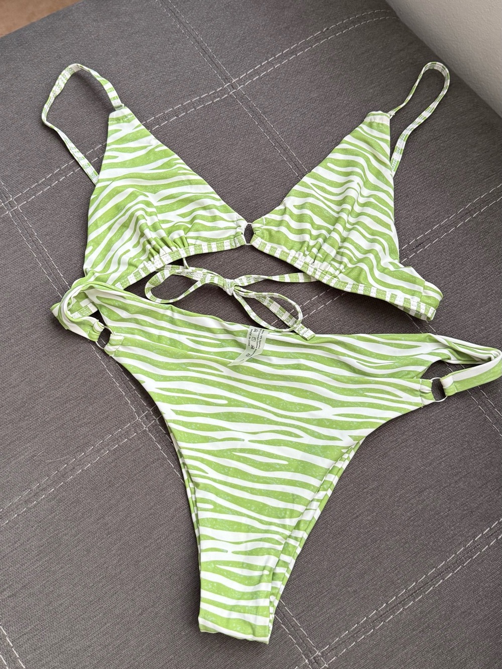 Green Zebra-Stripe Bikini Set - Women Swim Bikinis
